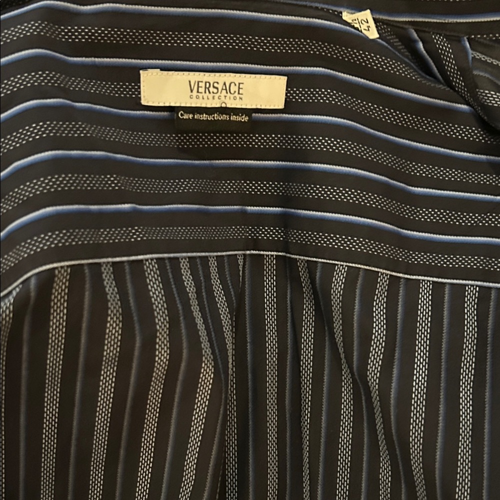 Versace Black and Blue Striped Dress Shirt
